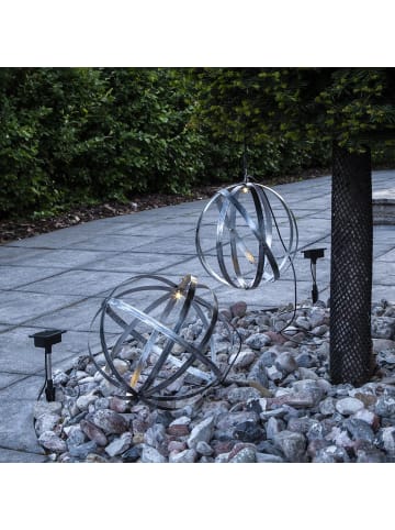 STAR Trading Outdoor Solar-Leuchte ,Astri', hängend oder liegend, Metall, silber, Ø