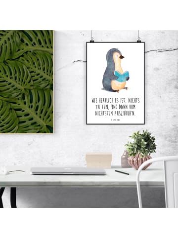 Mr. & Mrs. Panda Deko Bild Pinguin Buch mit Spruch in Weiß