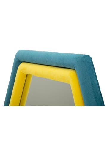 Mauro Ferretti Wandspiegel aus blauem und gelbem Samt, 75 x 4 x 80 cm