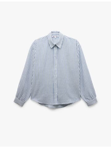 KOTON SHIRTS LS in Marineblau Gestreift
