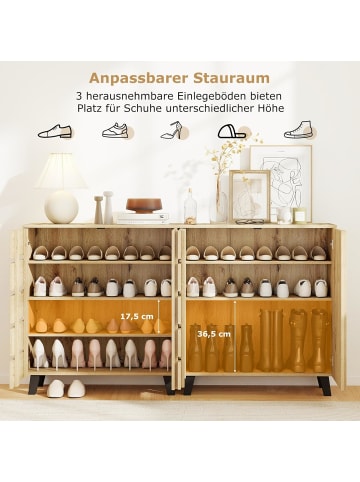 COSTWAY 4-stöckig Schuhschrank 80 x 33 x 87,5 cm in Hellbraun