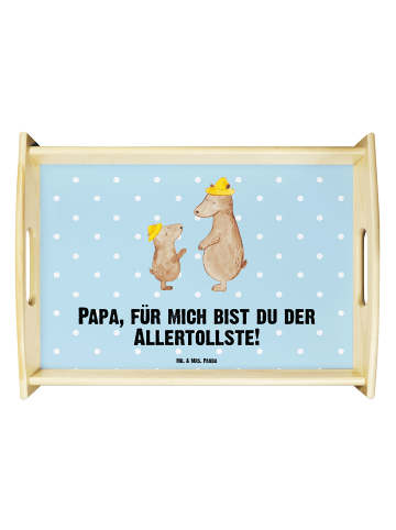 Mr. & Mrs. Panda Serviertablett Bären mit Hut mit Spruch in Blau Pastell