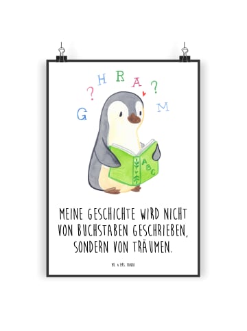 Mr. & Mrs. Panda Kunstdruck Pinguin Legasthenie mit Spruch in Weiß
