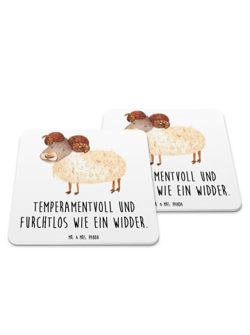 Mr. & Mrs. Panda Tischuntersetzer Sternzeichen Widder mit Spruch in Weiß