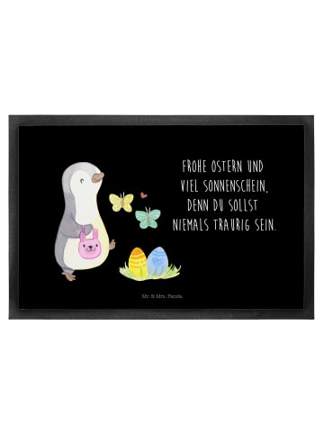Mr. & Mrs. Panda Fußmatte Pinguin Eier suchen mit Spruch in Schwarz