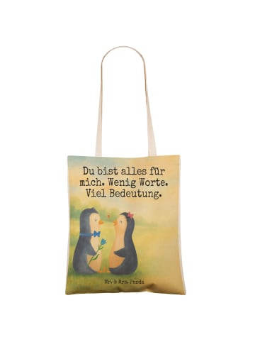 Mr. & Mrs. Panda Tasche Pinguin Pärchen Design mit Spruch in Weiß