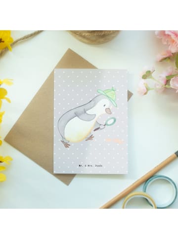Mr. & Mrs. Panda Grußkarte Detektiv Herz ohne Spruch in Grau Pastell