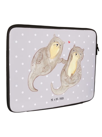 Mr. & Mrs. Panda Notebook Tasche Otter Hände halten ohne Spruch in Grau Pastell