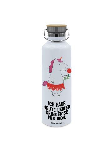 Mr. & Mrs. Panda Edelstahl Wasserflasche Einhorn Dame mit Spruch in Weiß