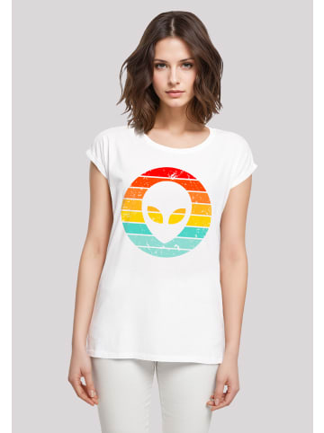 F4NT4STIC Extended Shoulder T-Shirt Alien Retro Sonnenuntergang in weiß