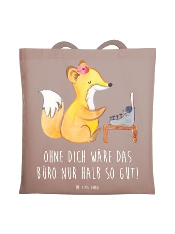 Mr. & Mrs. Panda Tragetasche Sekretärin Beste mit Spruch in Braun Pastell