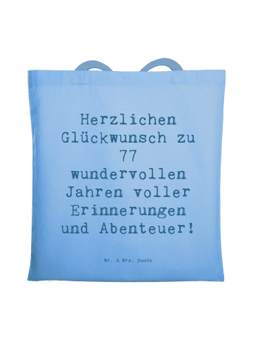Mr. & Mrs. Panda Tragetasche Spruch 77. Geburtstag mit Spruch in Sky Blue