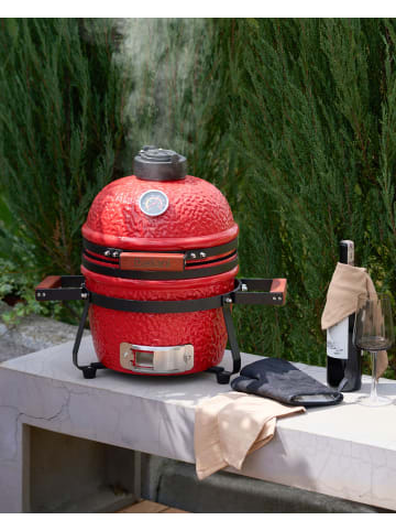 Beliani Holzkohlegrill KAMADO in Rot - (W) 54 x (H) 48 x (L) 35 cm