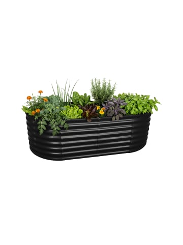 relaxdays Hochbeet in Schwarz - (B)200 x (H)60 x (T)100 cm