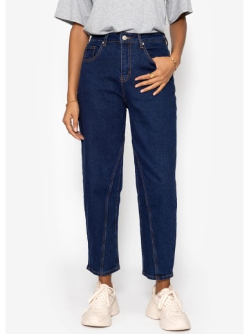 SASSYCLASSY Highwaist Jeans mit Ziernaht in Dunkelblau