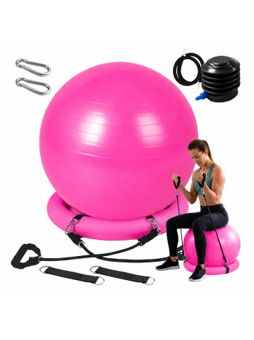 relaxdays Gymnastikball Set in Rosa - Ø 65 cm