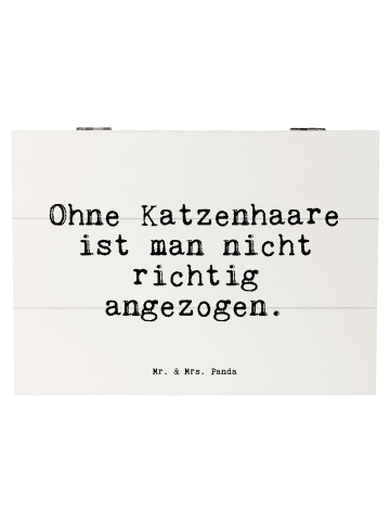 Mr. & Mrs. Panda Holzkiste Ohne Katzenhaare ist man... mit Spruch in Weiß