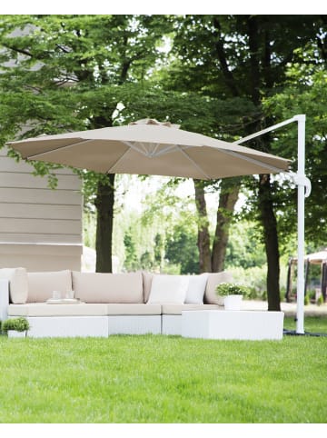 Beliani Ampelschirm SAVONA in Beige/Weiß - (W) 300 x (H) 240 x (L) 300 cm