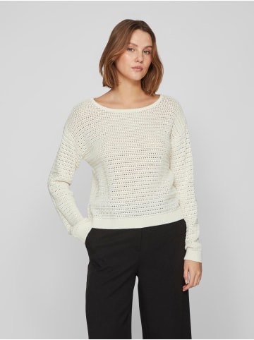 Vila Legerer Strickpullover Transparent Feinstrick Sweater in Weiß