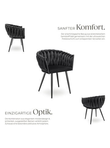 tectake Samtstuhl gepolstert, mit Samtbezug, Knotendesign, 60,5 x 55 x 75 cm