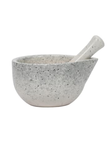 Excellent Houseware Küchenmörser mit Stößel, Keramik in Weiß, (B) 10,5 x (H) 6 x (L) 10,5 cm