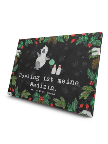 Mr. & Mrs. Panda Advents-Teekalender Panda Bowling mit Spruch in Kreidetafel