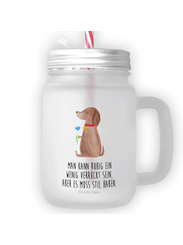 Mr. & Mrs. Panda Einmachglas Hund Blume mit Spruch in Transparent