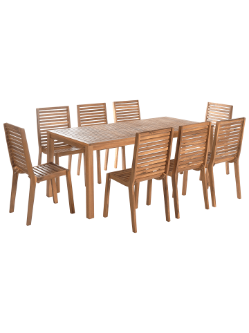 Beliani 9-tlg Gartentisch Set OMBRIANO in Braun