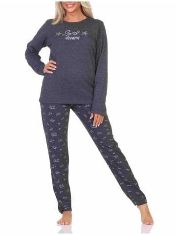 NORMANN Schlafanzug Pyjama langarm Sterne Optik - 88023 in anthrazit