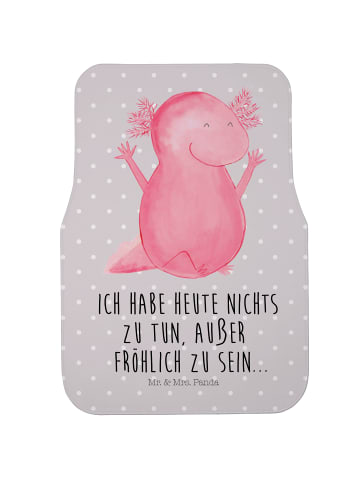 Mr. & Mrs. Panda Autoteppich Axolotl Hurra mit Spruch in Grau Pastell