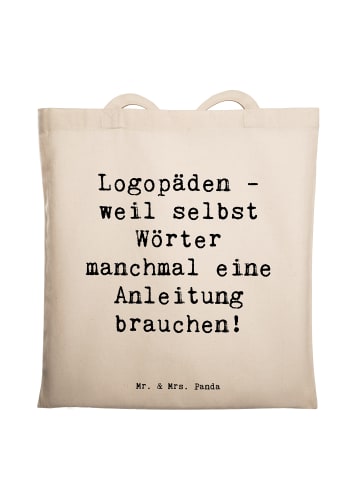 Mr. & Mrs. Panda Stofftasche Spruch Logopädin Helden mit Spruch in Creme