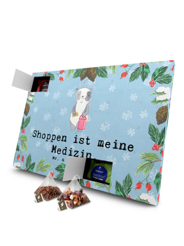 Mr. & Mrs. Panda Tee Adventskalender Panda Shopping mit Spruch in Eisblau