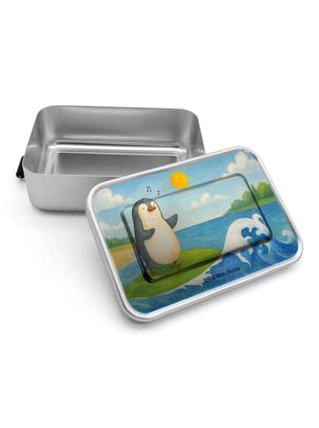 Mr. & Mrs. Panda Metall Brotdose Pinguin Surfer Design ohne Spruch in Weiß