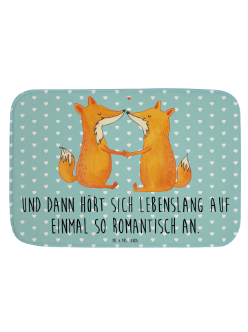 Mr. & Mrs. Panda duschmatte Füchse Liebe mit Spruch in Türkis Pastell