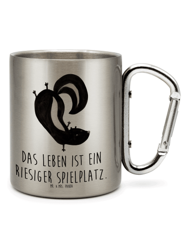 Mr. & Mrs. Panda Thermobecher Stinktier Handstand mit Spruch in Silber