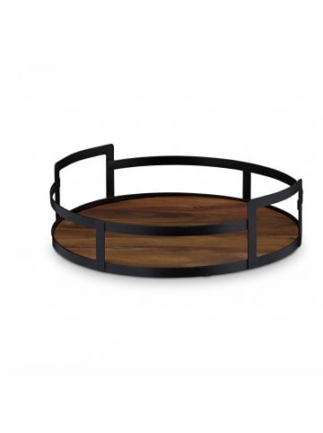 relaxdays Tablett in Braun/ Schwarz - (H)8,5 x (D)30,5 cm
