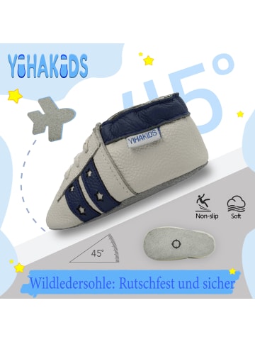 Yihakids Baby Krabbelschuhe aus Leder, weiche Lauflernschuhe mit rutschfester Sohle 