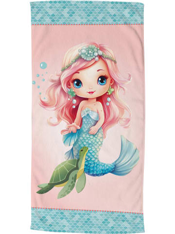 Good Morning Velours-Frottier Strandtuch Alisse in rosa/blau