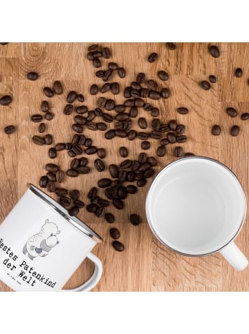 Mr. & Mrs. Panda Camping Emaille Tasse Panda Bestes Patenkind de... in Weiß