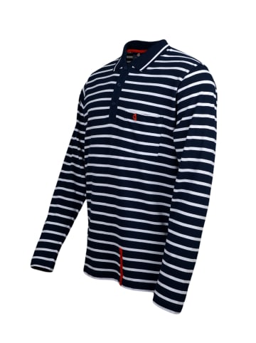 Wind Sportswear Langarm Polo gestreift in navy-weiß