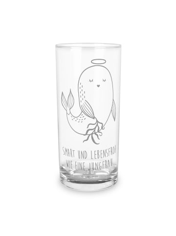 Mr. & Mrs. Panda Wasserglas Sternzeichen Jungfrau mit Spruch in Transparent