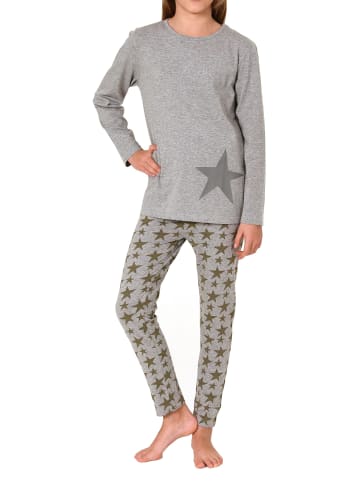 NORMANN Schlafanzug langarm Pyjama Sterne - 74224 in grau