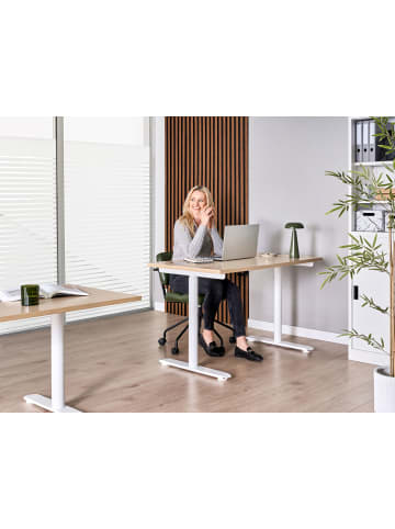 Beliani Höhenverstellbarer Schreibtisch DESTINAS in Braun/Weiß
