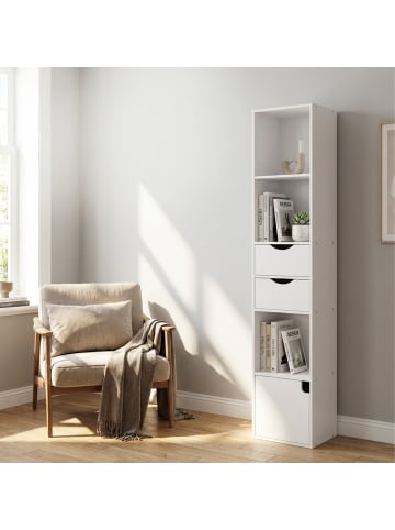 relaxdays Bücherregal in Weiß - (B)30 x (H)158 x (T)24 cm