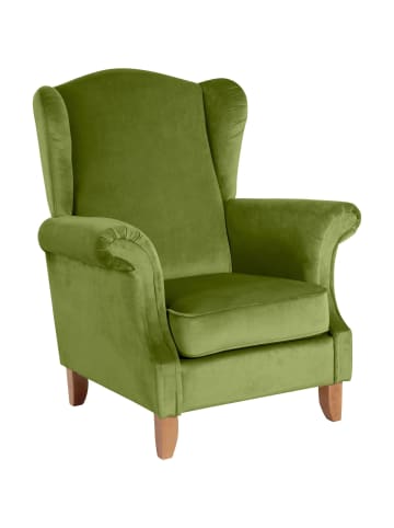 58 aufm Kessel OHRENSESSEL Katria Bezug Samtvelours Buche natur / oliv