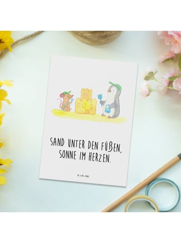 Mr. & Mrs. Panda Postkarte Sommer Meer Strand mit Spruch in Weiß