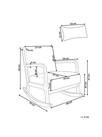 Beliani Schaukelstuhl SKOVDE in Beige/Braun - (W) 66 x (H) 82 x (L) 79 cm