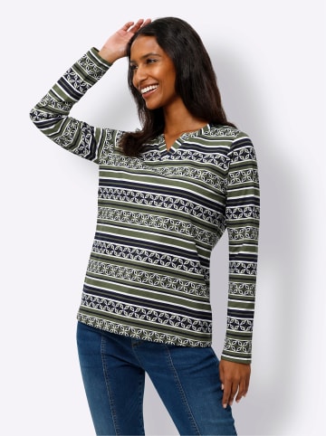 Heine Langarmshirt in khaki-marine-bedruckt