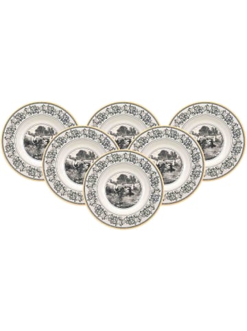 Villeroy & Boch 6er Set Suppenteller Audun Ferme ø 24,2 cm weiß-grau-gelb in weiß-grau-gelb