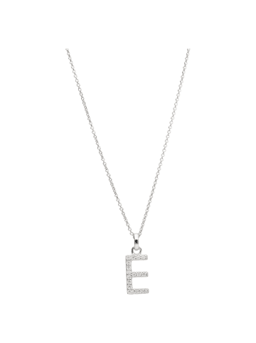 Smart Jewel Kette Mit Anhänger Buchstabe E Mit Zirkonia in Silber